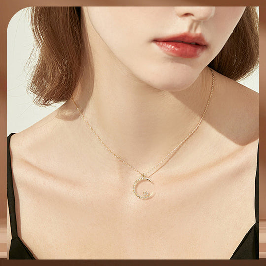 Sparkling Moon and Stars Necklace
