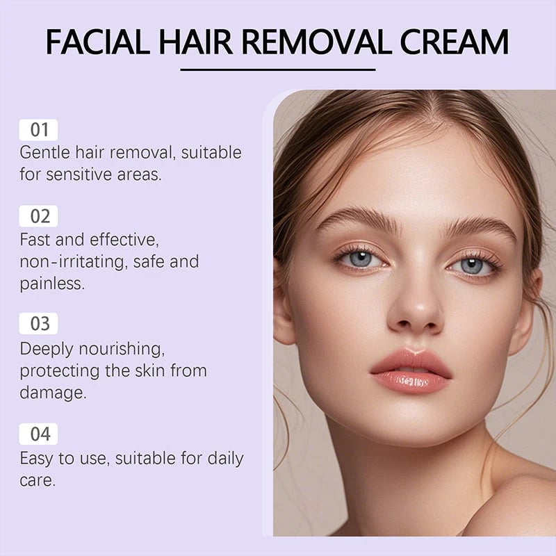 ❤️Finally!  Facial Hair Freedom: Gentle and Painless Facial Hair Removal Cream