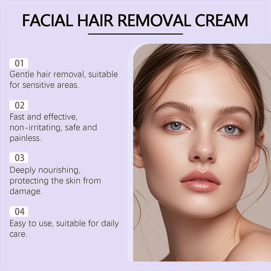 ❤️Finally!  Facial Hair Freedom: Gentle and Painless Facial Hair Removal Cream