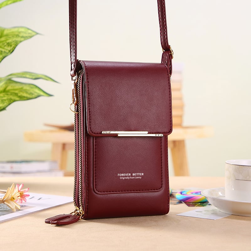👜📱 Simple and elegant women's touchscreen crossbody phone wallet