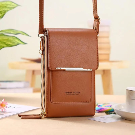 👜📱 Simple and elegant women's touchscreen crossbody phone wallet