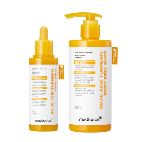 [medicube] Kojic Acid Turmeric Peel Shot Duo For Face & Body | Brightening Reset Gentle Exfoliating Serum with BHA, LHA & PHA for Dead Skin Cells, Blackheads & Excess Sebum | For Dull, Rough & Troubled Skin