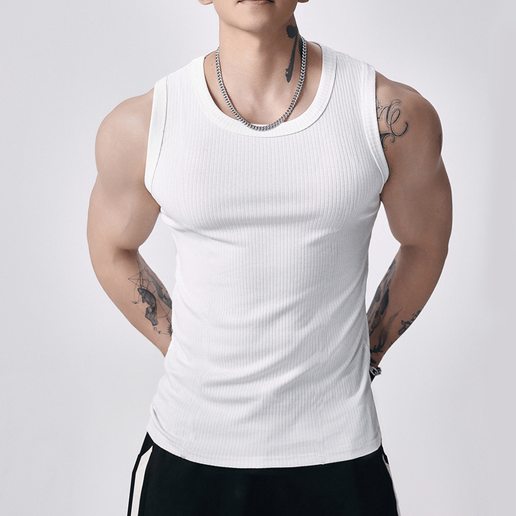Men's  Wide Strap Ribbed Tank Top