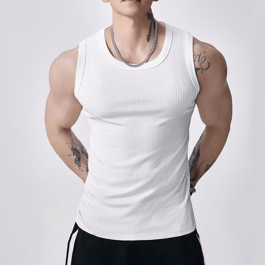 Men's  Wide Strap Ribbed Tank Top