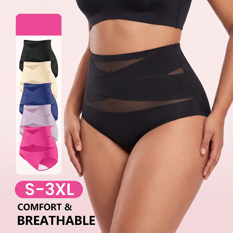 ✨Plus-Size High-Waist Cross Tummy Control Panties