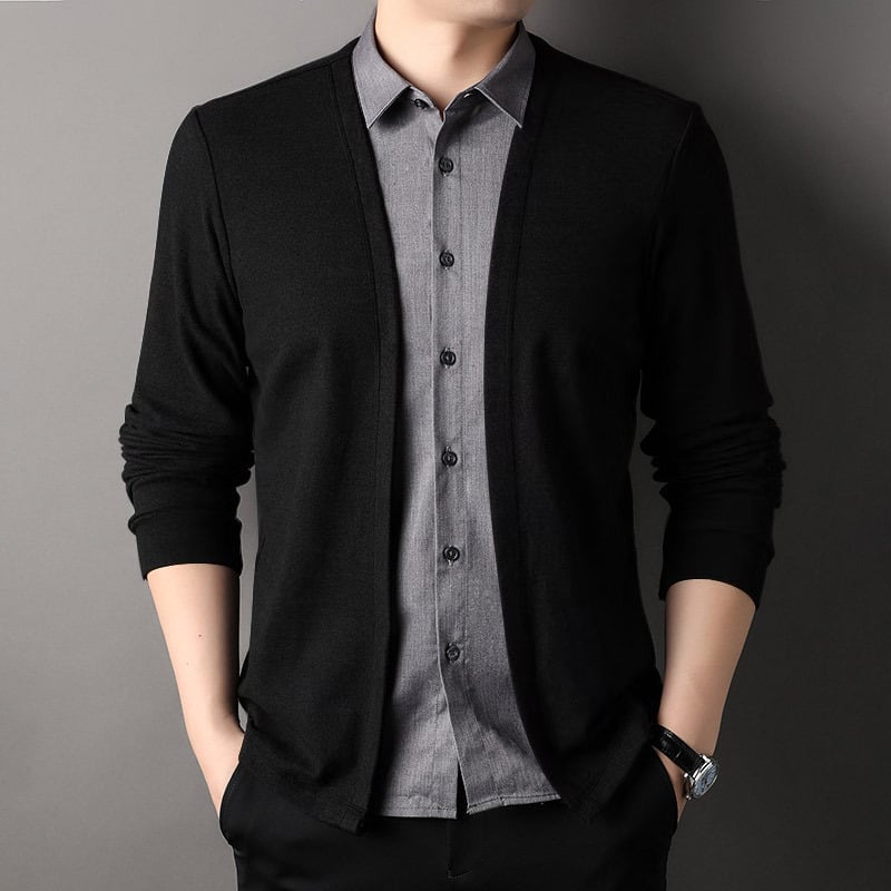 🔥50% OFF!✨Men's fake two-piece shirt collar knitted cardigan