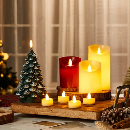 Christmas Tree Waxy LED Flameless Candles