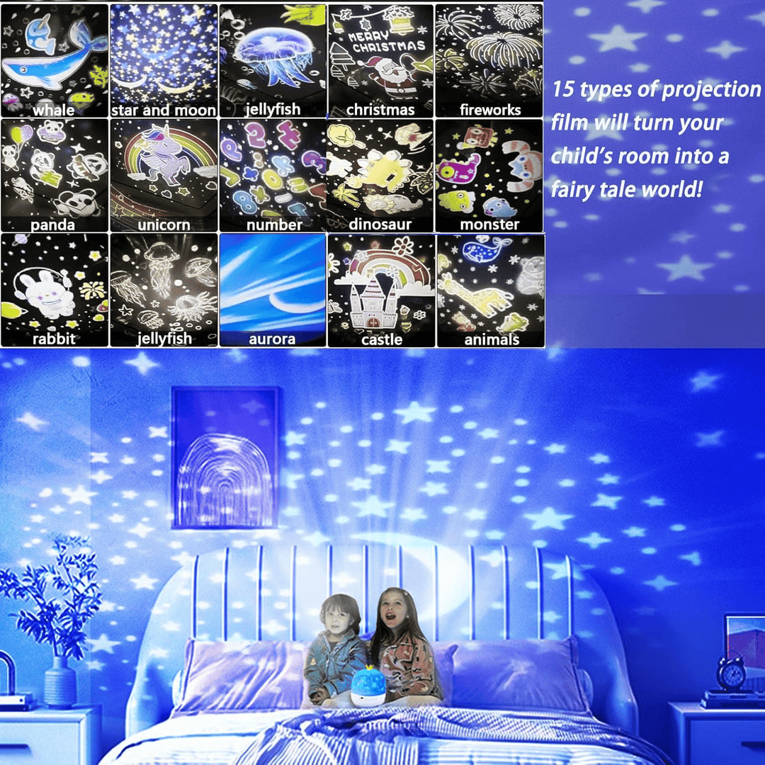 🎃👻LAST DAY PROMOTION - 50%OFF💜Projector Night Light for Kids 15 Sets of Films🔋Type-C Charging