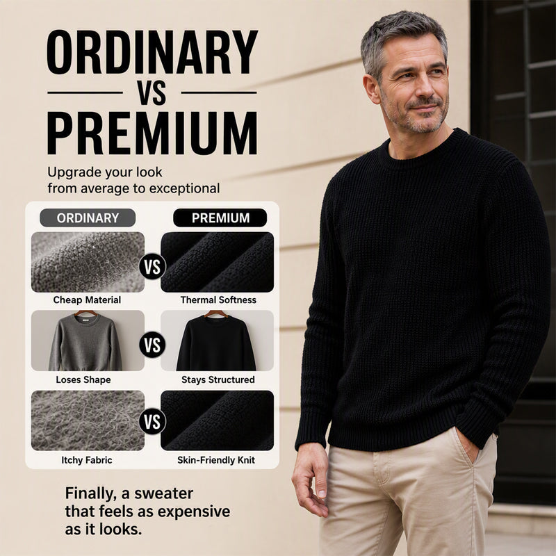 👔Seasonal Style - Men's Stretch Knit Pullover – Classic Crew Neck & Easy Pairing with Jeans or Joggers