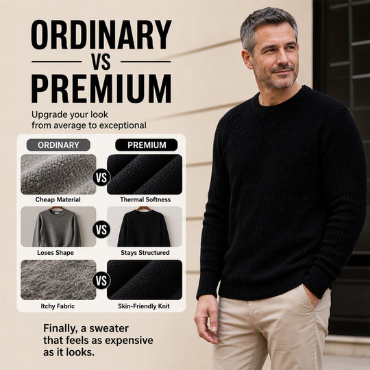👔Seasonal Style - Men's Stretch Knit Pullover – Classic Crew Neck & Easy Pairing with Jeans or Joggers