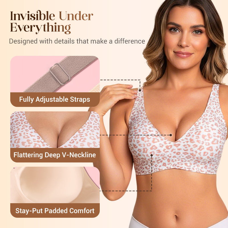 🔥Limited Special Sale 50% OFF!💕 Jelly Wireless Womens Comfortable Wireless Bras Push Up Bralettes Seamless Tshirts Bras Deep V Everyday Bras