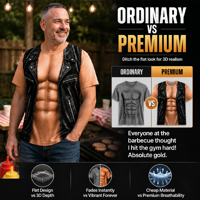 Men's Funny Fake Muscle Print T-Shirt