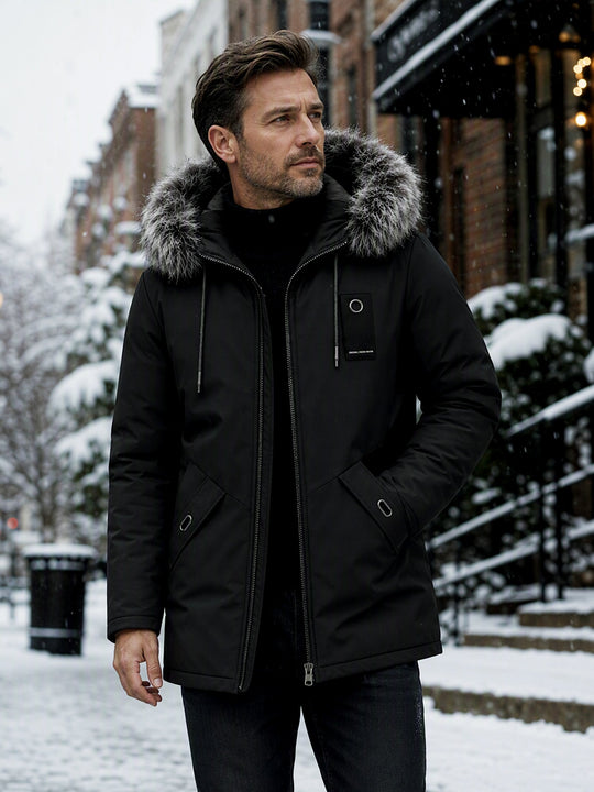 ✨Men's Windproof Hooded Thermal Mid-Length Parka Jacket