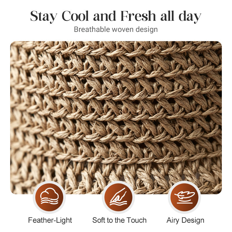 👒Elegant Woven Straw Sun Hat with Bow 🌞