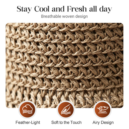 👒Elegant Woven Straw Sun Hat with Bow 🌞