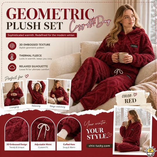 Embossed Geometric Plush Set – Timeless Comfort & Effortless Style For Every Occasion