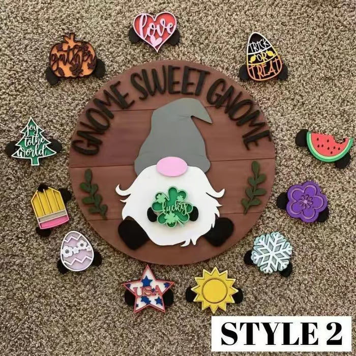 🍁Julens bästa dekorationer🎄Utbytbar välkomstskylt i trä för tomte🎈