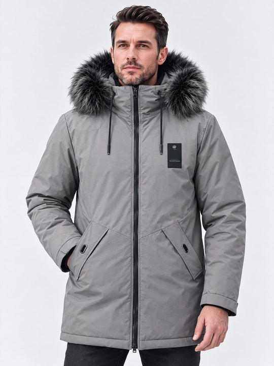 ✨Men's Windproof Hooded Thermal Mid-Length Parka Jacket