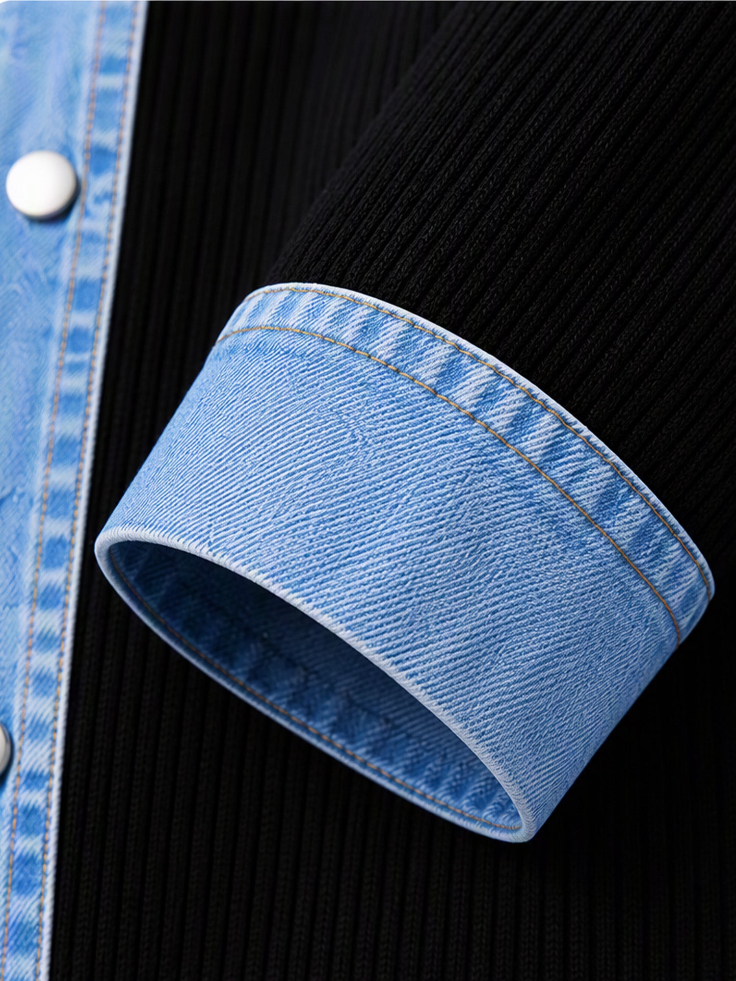⌛Limited-Time Offer-Women’s Elegant Denim Spliced Ribbed Knit Coat