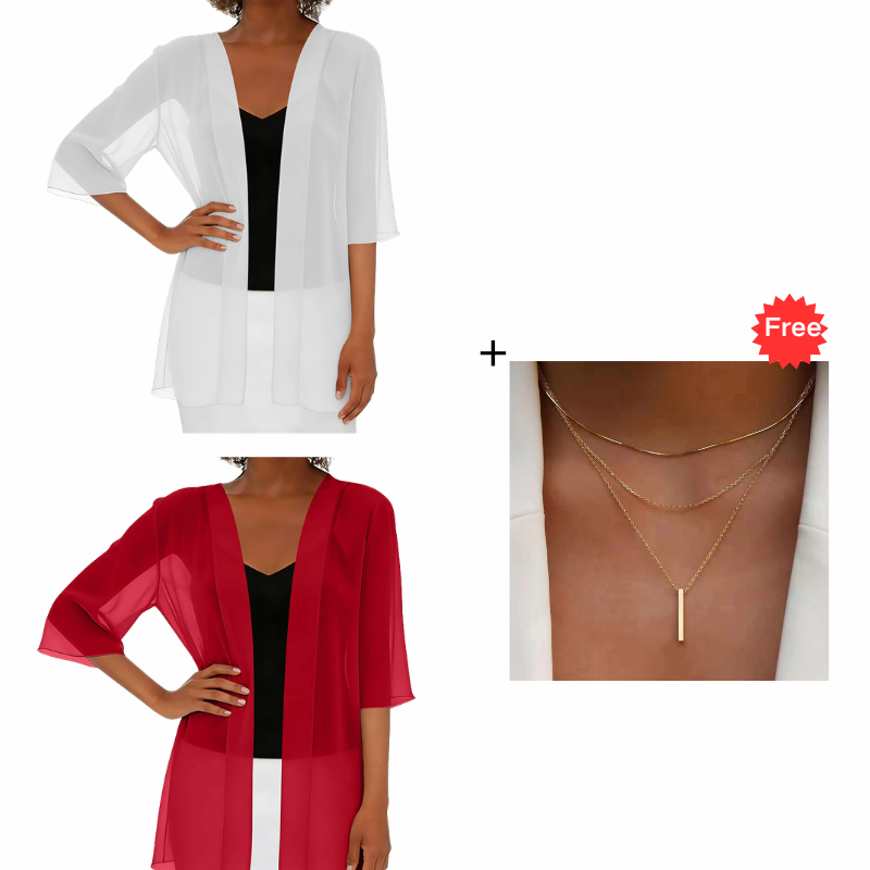 ⌛Limited-Time Offer-Women's Chiffon Open Front Cardigan Loose