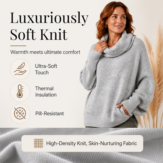 🎁Hot Sale🔥Women's Batwing Cowl Neck Sweater with Pockets