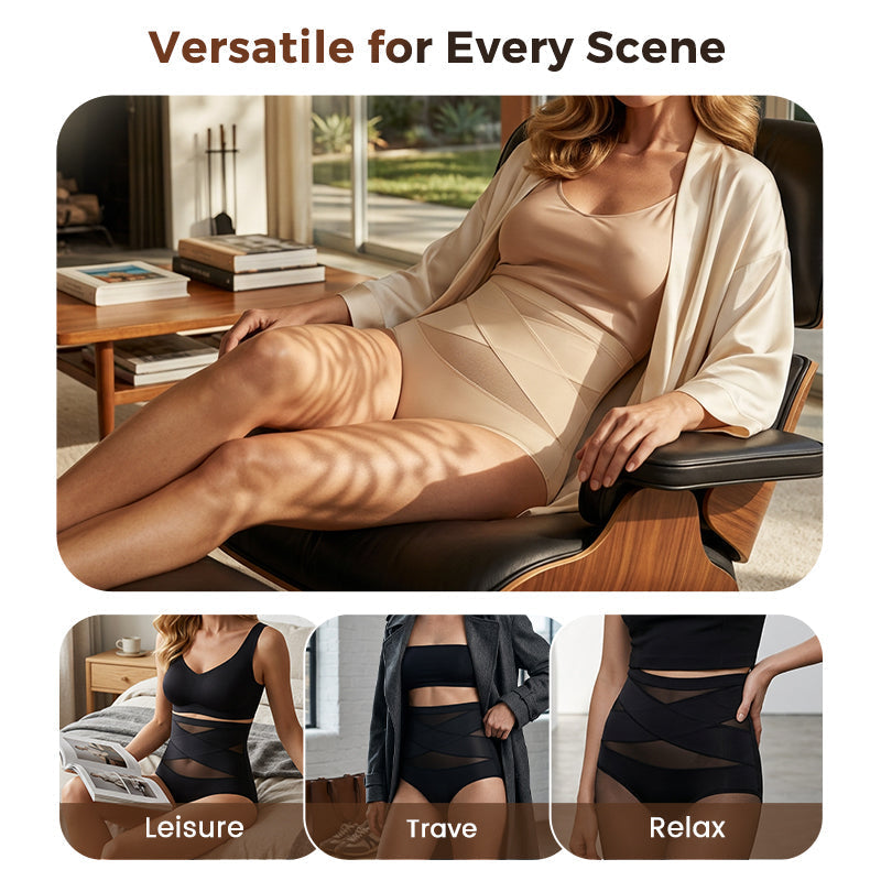 🥰Limited Sale 50% OFF💟Plus-Size High-Waist Cross Tummy Control Panties
