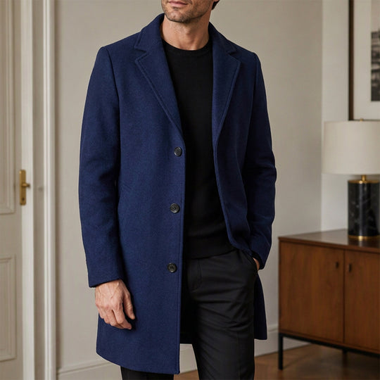 👔 Men's Classic Single Row Buckle Solid Color Jacket - Timeless Daily Essential