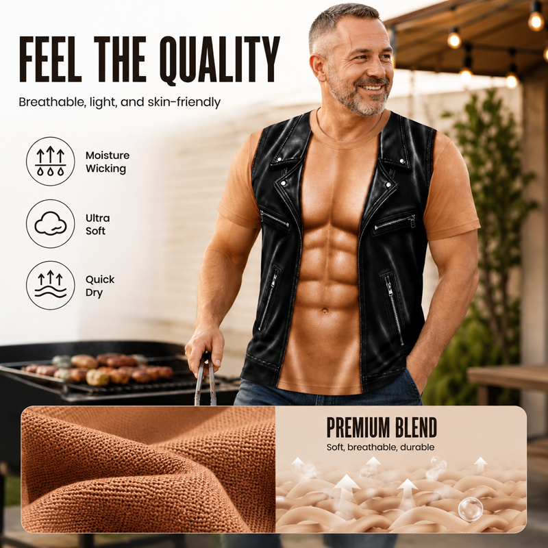 Men's Funny Fake Muscle Print T-Shirt