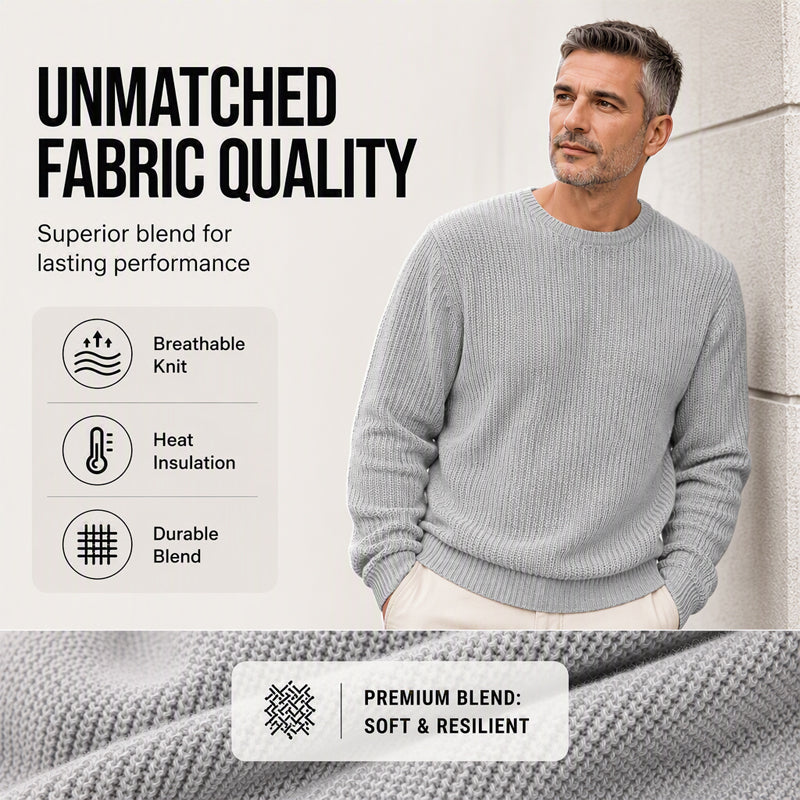 👔Seasonal Style - Men's Stretch Knit Pullover – Classic Crew Neck & Easy Pairing with Jeans or Joggers