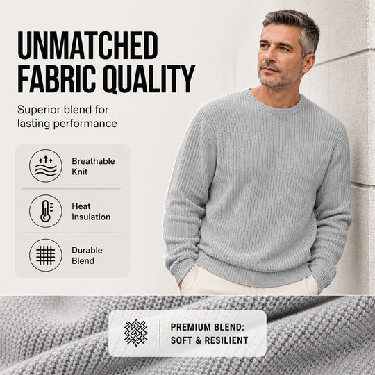 👔Seasonal Style - Men's Stretch Knit Pullover – Classic Crew Neck & Easy Pairing with Jeans or Joggers