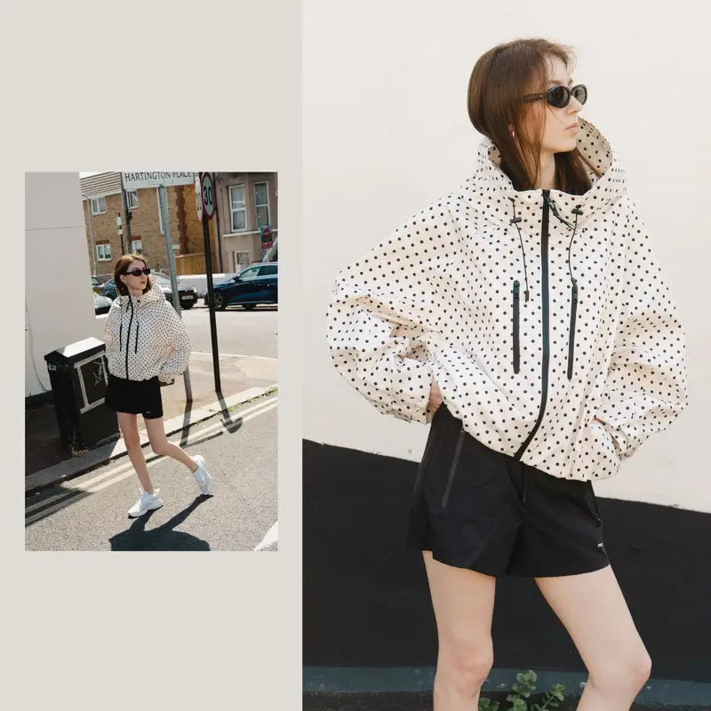 📢2026 Hot Sale 50% OFF!!🍃⏰Wide-Brim Hood Short Oversized Rain Jacket With Bubble Hem,👍⛈️Waterproof & Lightweight & Adjustable Cuffs