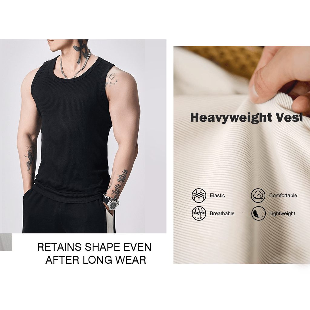 Men's  Wide Strap Ribbed Tank Top