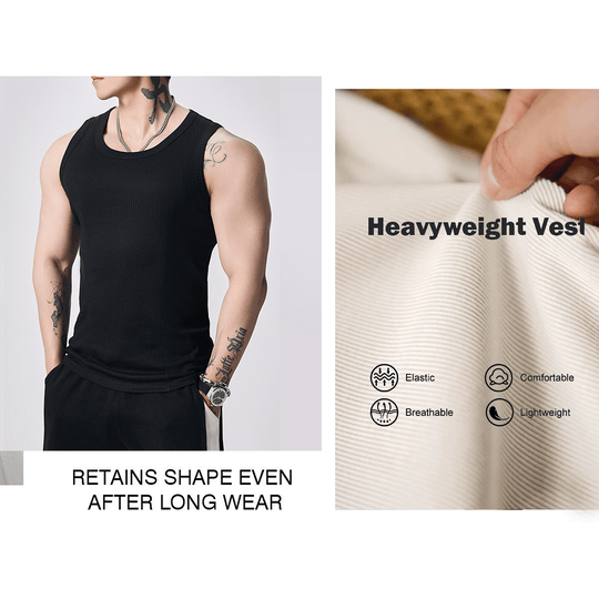 Men's  Wide Strap Ribbed Tank Top