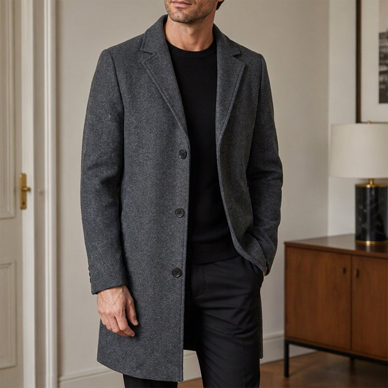 👔 Men's Classic Single Row Buckle Solid Color Jacket - Timeless Daily Essential