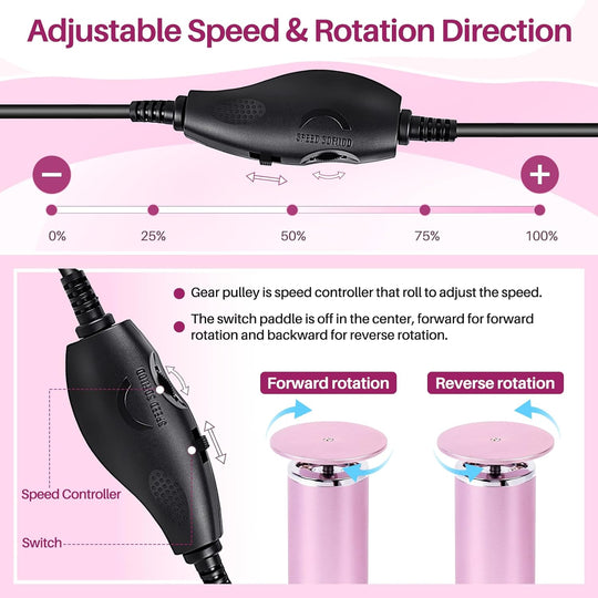 LIONVISON Electric Foot Callus Remover: Adjustable Speed Foot File for Cracked Heels - Working Women's Summer Pedicure Tool with 60pcs Sandpaper Discs - Dead Skin Remover for Dry Feet at-Home