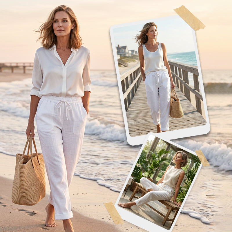 👖Women's  Elastic Waist Cotton Linen Casual Pants