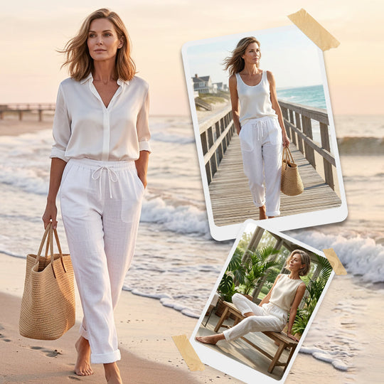 🌸Women's Elastic Waist Cotton Linen Casual Pants