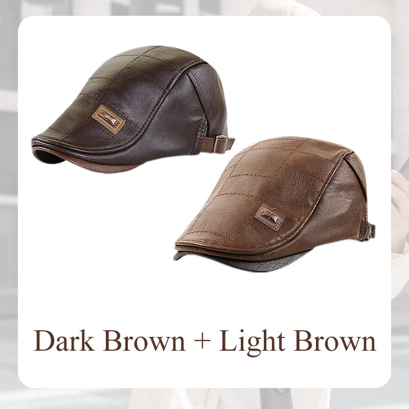 🔥Gi de eldre en varm vinter🍃Plysjberet i skinn