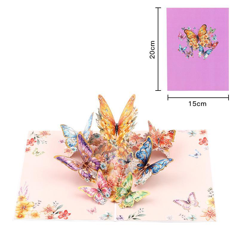 【Kreatives Geschenk】 3D-Pop-Up-Schmetterlings-Grußkarte mit Umschlag, 2 Zählungen, kreative Geburtstagskarte, Dankeskarte, Urlaubsgrußkarte, Geschenk für Familie, Freunde, Lehrer und Schmetterlingsliebhaber