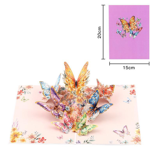【Kreatives Geschenk】 3D-Pop-Up-Schmetterlings-Grußkarte mit Umschlag, 2 Zählungen, kreative Geburtstagskarte, Dankeskarte, Urlaubsgrußkarte, Geschenk für Familie, Freunde, Lehrer und Schmetterlingsliebhaber