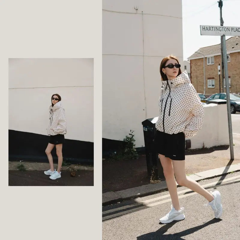 📢2026 Hot Sale 50% OFF!!🍃⏰Wide-Brim Hood Short Oversized Rain Jacket With Bubble Hem,👍⛈️Waterproof & Lightweight & Adjustable Cuffs