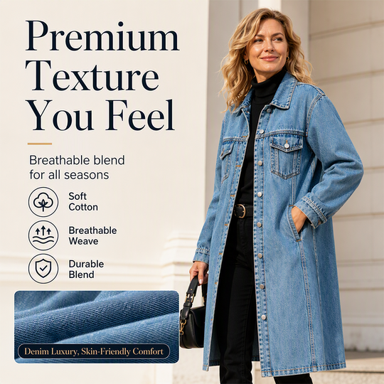⏳Time-Limited Special⏰Women’s Casual Longline Button-Up Denim Coat