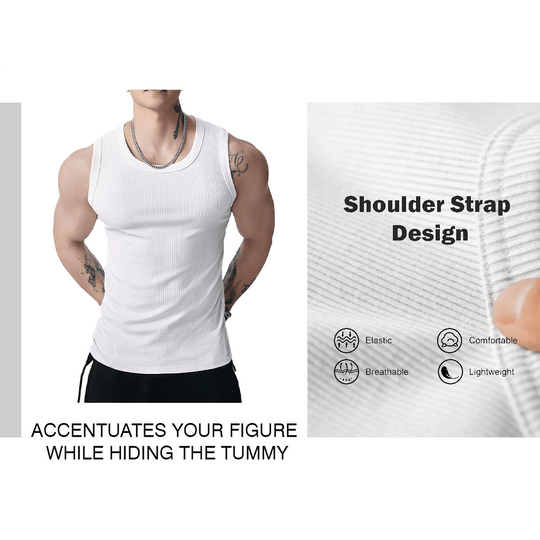 Men's  Wide Strap Ribbed Tank Top