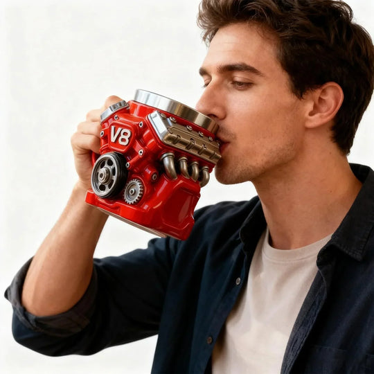 🔥Tazza da caffè retrò con motore, tazza in acciaio inossidabile con motori V8