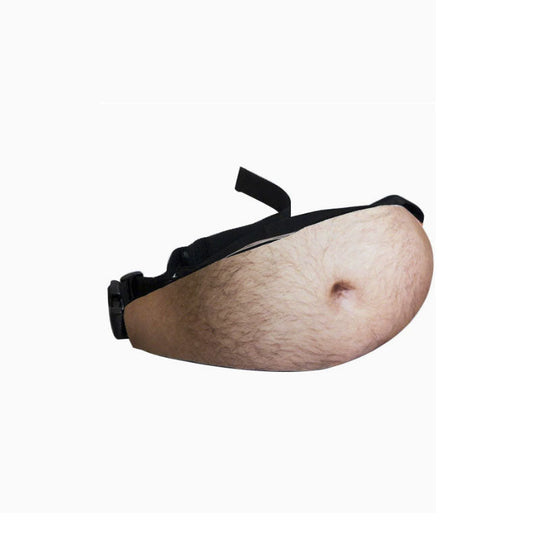 🥳Dadbag | Realistic Fake Beer Belly Bum Bag | Funny Dad Bod Waist Pack | Novelty Gag Gift for Men | With Belly Button & Hairy Chest | Adjustable Black Strap