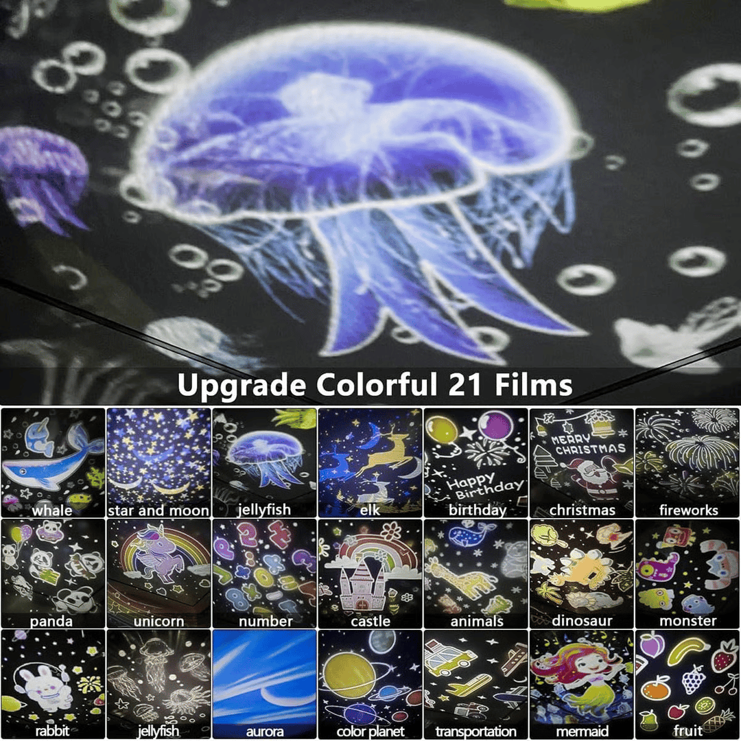 🎃👻LAST DAY PROMOTION - 50%OFF💜Projector Night Light for Kids 15 Sets of Films🔋Type-C Charging