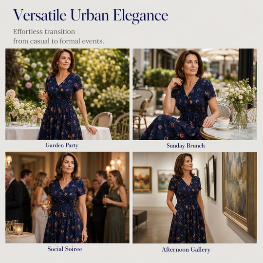 Women’s V-Neck Floral Print Dress – Twist Waist & Flattering Fit