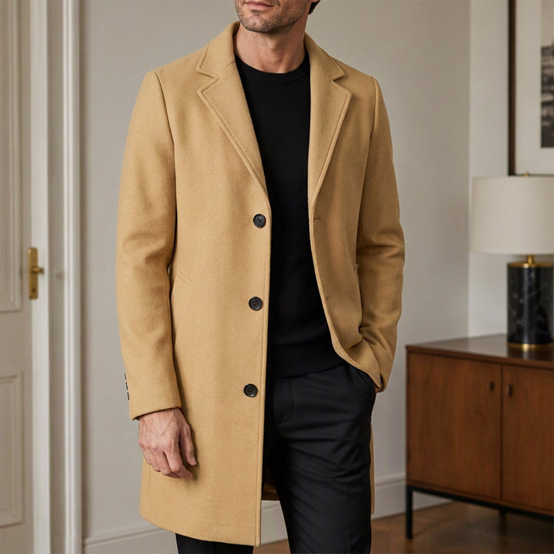 👔 Men's Classic Single Row Buckle Solid Color Jacket - Timeless Daily Essential