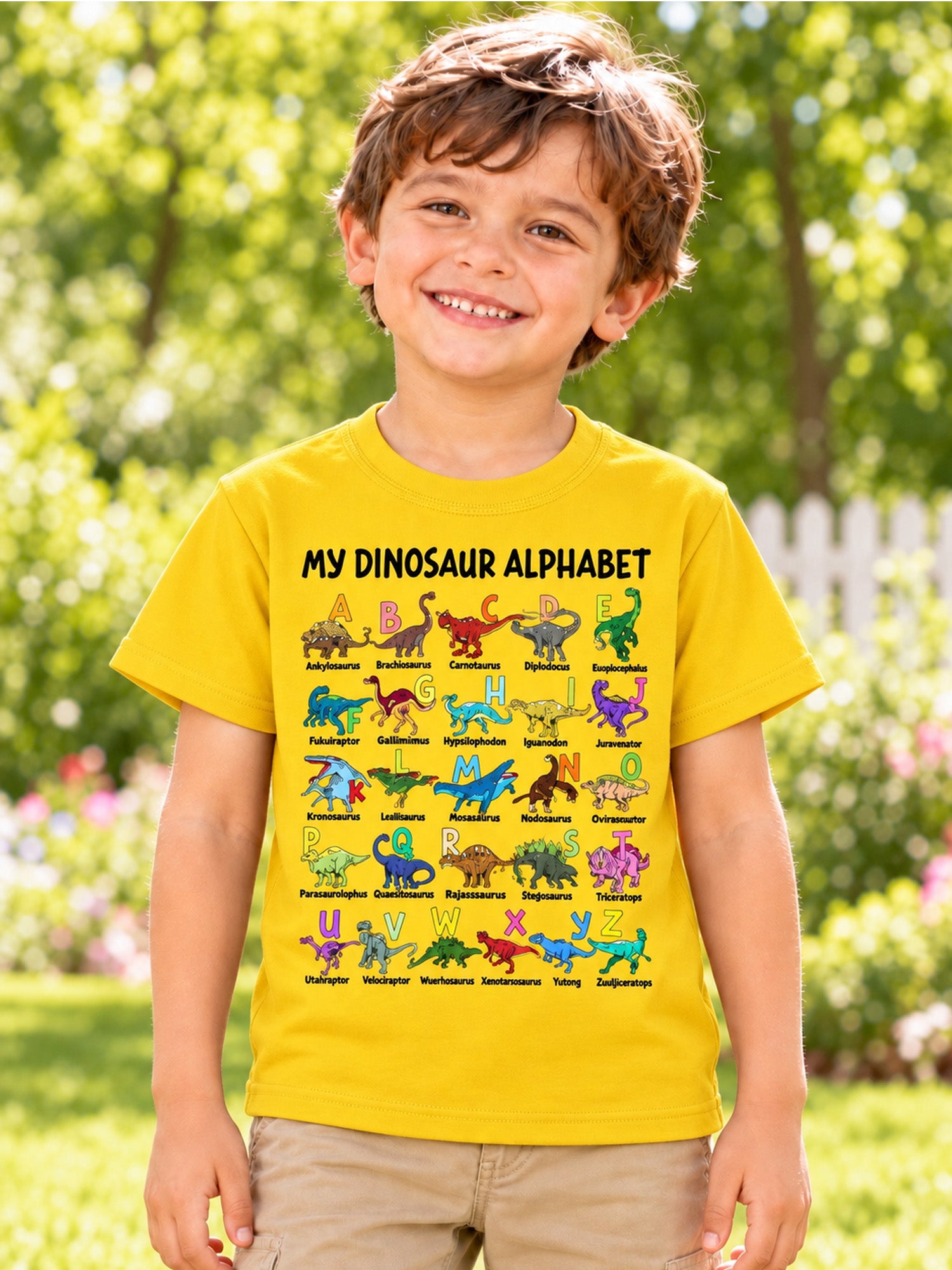 🦖Hot Sale 50% OFF✨Kids Dinosaur Alphabet Graphic T-Shirt