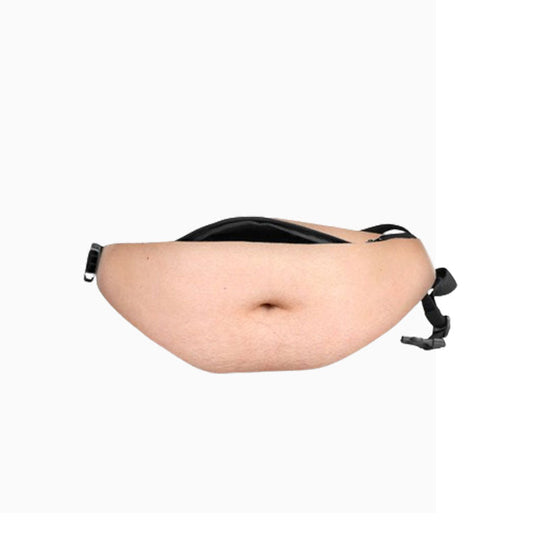 🥳Dadbag | Realistic Fake Beer Belly Bum Bag | Funny Dad Bod Waist Pack | Novelty Gag Gift for Men | With Belly Button & Hairy Chest | Adjustable Black Strap